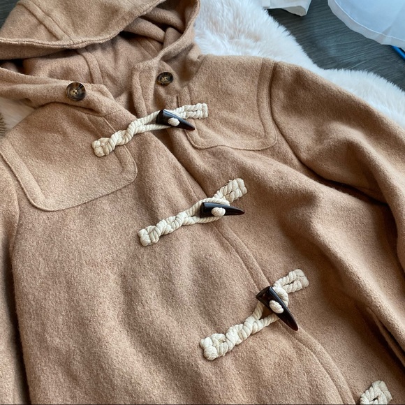 Women’s Wool Blend Hooded Tan peacoat - Picture 6 of 8